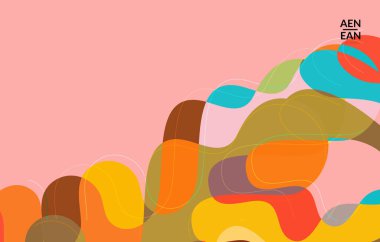 Soyut vektör duvar kağıdı, dalgalı geometrik soyut şekilli sanat terrazzo deseni ve yeryüzündeki doğal organik renkte çizgiler. Düğün davetiyesi için minimum modern şablon..