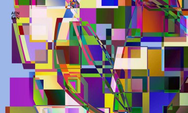 Soyut vektör duvar kağıdı. Büyük, renkli, örtüşen kareler. Retro TV test hatası dijital sanat. Piksel düzensiz geometrik desen. Büyük veri siber uzay bilgisayarlı filtrelenmiş doku.