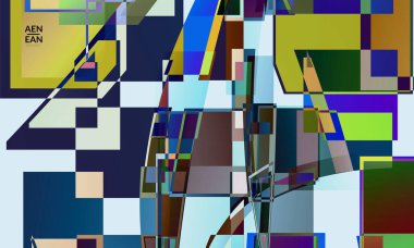 Soyut vektör duvar kağıdı. Büyük, renkli, örtüşen kareler. Retro TV test hatası dijital sanat. Piksel düzensiz geometrik desen. Büyük veri siber uzay bilgisayarlı filtrelenmiş doku.