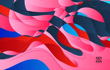 Soyut vektör duvar kağıdı kaplama şablonu parlak eğimli organik örtülü şekiller grunge desenli. Akışkan dalgalı çizgiler. Mevsimlik satış reklam pazarlama teknolojisi şablonu.