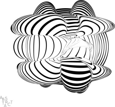 Soyut çizgili derin okyanus canlıları. Siyah beyaz optik sanat. Biyoloji araştırma deniz bilimi konsepti. Deniz kabuğu ya da denizanası çizimi suyun altında dalgalı vücut anlarını gösteriyor.