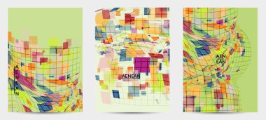 Kare piksel mozaik şekli bozulmuş. Şeffaf gecekonducular dinamik hareket etkisi yaratır. Soyut hava balonu vektör arkaplanı.