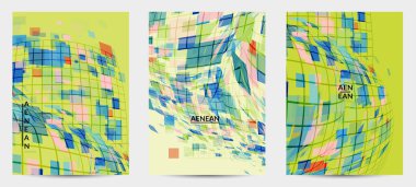 Kare piksel mozaik şekli bozulmuş. Şeffaf gecekonducular dinamik hareket etkisi yaratır. Soyut hava balonu vektör arkaplanı.