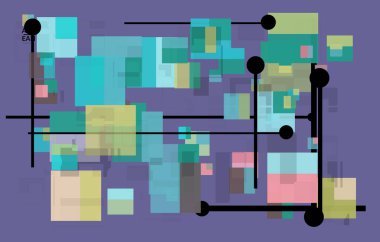 Soyut geometrik doku. Yüzyılın ortalarında, geometrik şekilli, şeffaf ve üst üste binen modern tasarım. Retro renkler. Web sayfası şablonu retro geometri vintage biçimi.