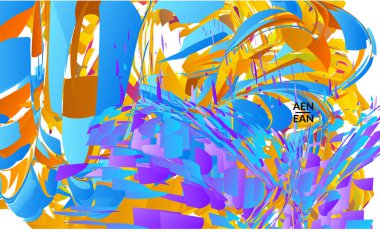 Parlak renkli küçük parçacık patlaması içeren soyut iniş sayfası şablonu. Spor müziği sosyal medya düzeni. Dış uzay hareketli optik sanat dinamik arka planı. Gelecekçi vektör.