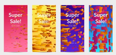 Soyut küçük parlak parçacıklar gradyan üzerinde hareket ediyorlar. Bozuk gradyan çizgileri olan dinamik modern tasarım. Disko müziği arka planı için vektör tasarımı. Müzik görselleştirmesinin renkli sesi.