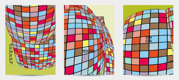 Kare piksel mozaik şekli bozulmuş. Düz retro renklerin üzerine siyah tel çerçeve. Soyut hava balonu vektör arkaplanı.