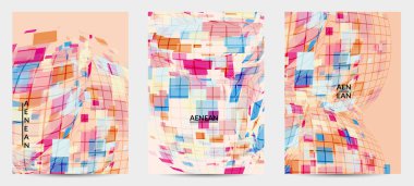 Kare piksel mozaik şekli bozulmuş. Şeffaf gecekonducular dinamik hareket etkisi yaratır. Soyut hava balonu vektör arkaplanı.