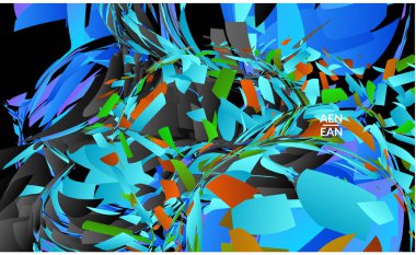 Parlak renkli küçük parçacık patlaması içeren soyut iniş sayfası şablonu. Spor müziği sosyal medya düzeni. Dış uzay hareketli optik sanat dinamik arka planı. Gelecekçi vektör.