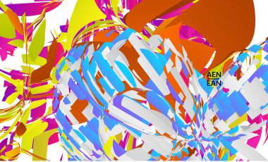 Parlak renkli küçük parçacık patlaması içeren soyut iniş sayfası şablonu. Spor müziği sosyal medya düzeni. Dış uzay hareketli optik sanat dinamik arka planı. Gelecekçi vektör.