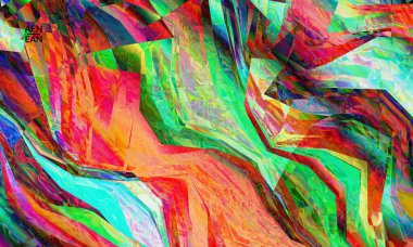 Soyut vektör duvar kağıdı. Çapraz geometrik renkli desen. Mikroskobik görüş kristal yapısında polarize ışık. Dinamik bilgisayar filtrelenmiş çok renkli sanatsal arkaplan şablonu.