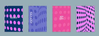 Görsel bozulma etkisiyle soyut yarım ton uçucu şablonu. Optik sanat geçmişi. Çarpık üç boyutlu uzay. Düz arkaplan üzerinde daireleri olan gelecekçi vektör illüstrasyonu