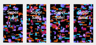 Soyut küçük parlak parçacıklar gradyan üzerinde hareket ediyorlar. Bozuk gradyan çizgileri olan dinamik modern tasarım. Disko müziği arka planı için vektör tasarımı. Müzik görselleştirmesinin renkli sesi.