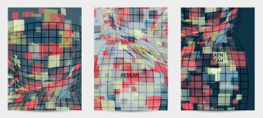 Kare piksel mozaik şekli bozulmuş. Şeffaf gecekonducular dinamik hareket etkisi yaratır. Soyut hava balonu vektör arkaplanı.