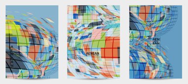 Kare piksel mozaik şekli bozulmuş. Şeffaf gecekonducular dinamik hareket etkisi yaratır. Soyut hava balonu vektör arkaplanı.