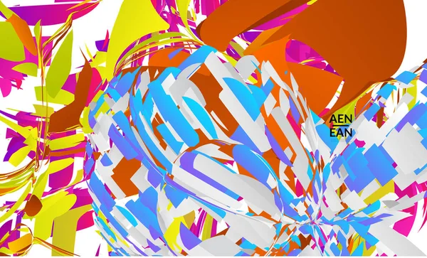 Parlak renkli küçük parçacık patlaması içeren soyut iniş sayfası şablonu. Spor müziği sosyal medya düzeni. Dış uzay hareketli optik sanat dinamik arka planı. Gelecekçi vektör.