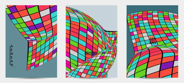 Kare piksel mozaik şekli bozulmuş. Düz retro renklerin üzerine siyah tel çerçeve. Soyut hava balonu vektör arkaplanı.