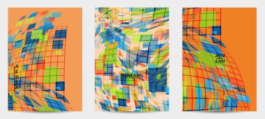 Kare piksel mozaik şekli bozulmuş. Şeffaf gecekonducular dinamik hareket etkisi yaratır. Soyut hava balonu vektör arkaplanı.