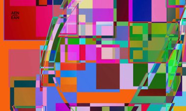 Soyut vektör duvar kağıdı. Büyük, renkli, örtüşen kareler. Retro TV test hatası dijital sanat. Piksel düzensiz geometrik desen. Büyük veri siber uzay bilgisayarlı filtrelenmiş doku.