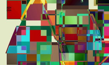 Soyut vektör duvar kağıdı. Büyük, renkli, örtüşen kareler. Retro TV test hatası dijital sanat. Piksel düzensiz geometrik desen. Büyük veri siber uzay bilgisayarlı filtrelenmiş doku.