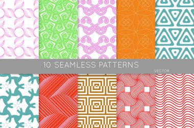 Basit geometrik dokular. Kusursuz geometrik minimalist desenlerin toplanması. Arka planlar ve duvar kağıtları. Tekstil süsü. Düzgünce gruplandırılmış ve katmanlanmış sürükleme ve kumaş paletine bırak.