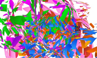 Parlak renkli küçük parçacık patlaması içeren soyut iniş sayfası şablonu. Spor müziği sosyal medya düzeni. Dış uzay hareketli optik sanat dinamik arka planı. Gelecekçi vektör.