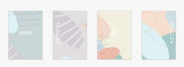 Sosyal medya arka plan şablonu. Elle çizilmiş organik doğal karışımlı şekiller. Dalgalı çizgiler egzotik tropikal tasarım yaratır. Pazarlama teknolojisi için vektör illüstrasyon. Modern çağdaş biçim.