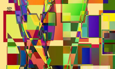 Soyut vektör duvar kağıdı. Büyük, renkli, örtüşen kareler. Retro TV test hatası dijital sanat. Piksel düzensiz geometrik desen. Büyük veri siber uzay bilgisayarlı filtrelenmiş doku.