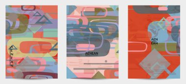 Soyut geometrik doku. Yüzyılın ortalarında, geometrik şekilli, şeffaf ve üst üste binen modern tasarım. Retro renkler. Flyer şablonu retro geometri vintage biçimi.