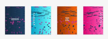 Soyut küçük parlak parçacıklar gradyan üzerinde hareket ediyorlar. Bozuk gradyan çizgileri olan dinamik modern tasarım. Disko müziği arka planı için vektör tasarımı. Müzik görselleştirmesinin renkli sesi.