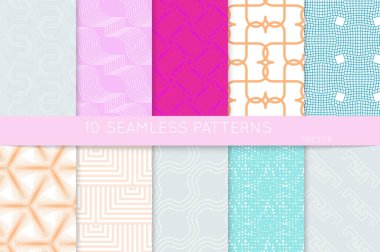 Basit geometrik dokular. Kusursuz geometrik minimalist desenlerin toplanması. Arka planlar ve duvar kağıtları. Tekstil süsü. Düzgünce gruplandırılmış ve katmanlanmış sürükleme ve kumaş paletine bırak.