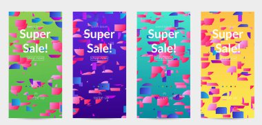 Soyut küçük parlak parçacıklar gradyan üzerinde hareket ediyorlar. Bozuk gradyan çizgileri olan dinamik modern tasarım. Disko müziği arka planı için vektör tasarımı. Müzik görselleştirmesinin renkli sesi.