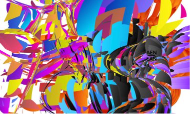 Parlak renkli küçük parçacık patlaması içeren soyut iniş sayfası şablonu. Spor müziği sosyal medya düzeni. Dış uzay hareketli optik sanat dinamik arka planı. Gelecekçi vektör.