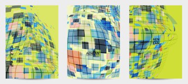 Kare piksel mozaik şekli bozulmuş. Şeffaf gecekonducular dinamik hareket etkisi yaratır. Soyut hava balonu vektör arkaplanı.