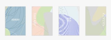 Doğal renklerde dalgalı karışık şekilli soyut vektör kapağı tasarımı. Çizgili ve karalamalı bir el. Modern çağdaş sanat. Satış tanıtımı olayı için poster ya da yazdırma şablonu.