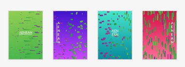 Soyut küçük parlak parçacıklar gradyan üzerinde hareket ediyorlar. Bozuk gradyan çizgileri olan dinamik modern tasarım. Disko müziği arka planı için vektör tasarımı. Müzik görselleştirmesinin renkli sesi.