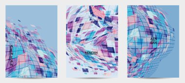 Kare piksel mozaik şekli bozulmuş. Şeffaf gecekonducular dinamik hareket etkisi yaratır. Soyut hava balonu vektör arkaplanı.