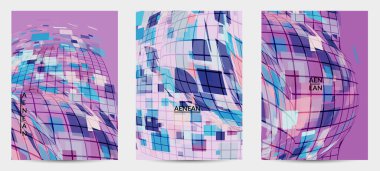 Kare piksel mozaik şekli bozulmuş. Şeffaf gecekonducular dinamik hareket etkisi yaratır. Soyut hava balonu vektör arkaplanı.