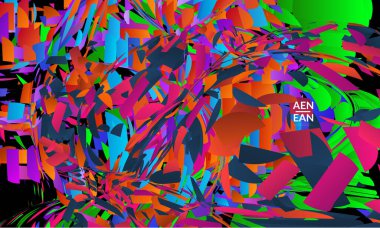 Parlak renkli küçük parçacık patlaması içeren soyut iniş sayfası şablonu. Spor müziği sosyal medya düzeni. Dış uzay hareketli optik sanat dinamik arka planı. Gelecekçi vektör.