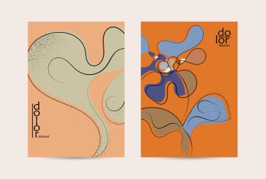 Vektör uçucu şablonu. Soyut el şafağı meyve posteri. Grange desenli düz tasarım. Organik doğal gıda sanatsal illüstrasyonu. Düzgün kıvrımlı çizgi çizgi çizgi çizgi çizgi logosu.