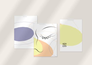 Modern kart seti şablonunda soyut otantik portre. Bir çizgi sürekli çizilmiş karalama vektör çizimi. Modern Kübizm Sanatı tarzında çağdaş kompozisyon. Gölge örtüsüyle ayarlayın.