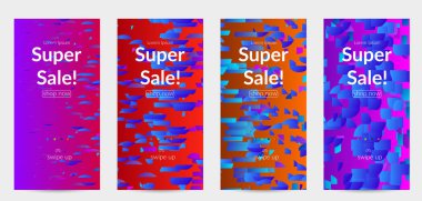 Soyut küçük parlak parçacıklar gradyan üzerinde hareket ediyorlar. Bozuk gradyan çizgileri olan dinamik modern tasarım. Disko müziği arka planı için vektör tasarımı. Müzik görselleştirmesinin renkli sesi.