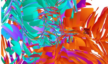 Parlak renkli küçük parçacık patlaması içeren soyut iniş sayfası şablonu. Spor müziği sosyal medya düzeni. Dış uzay hareketli optik sanat dinamik arka planı. Gelecekçi vektör.