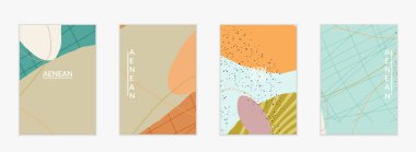 Sosyal medya arka plan şablonu. Elle çizilmiş organik doğal karışımlı şekiller. Dalgalı çizgiler egzotik tropikal tasarım yaratır. Pazarlama teknolojisi için vektör illüstrasyon. Modern çağdaş biçim.