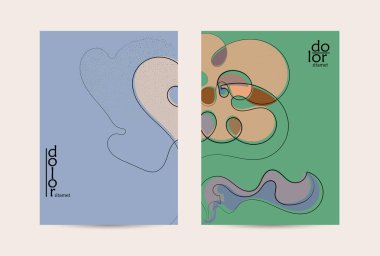 Retro düz renkli organik gıda broşürü. El çizimi meyve çizgisi logosu tasarımı. Yumuşak kıvrımlı grange desenli bitkisel çizgi çizgi. Sağlıklı beslenme broşürü düzeni.