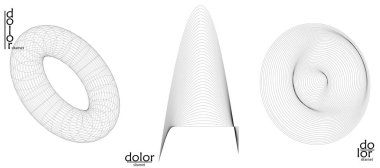Soyut vektör tel çerçeve geometrik şekil seti. Düşük polyester ağ logosu tasarımı. Fütürist nesne tasarım elemanı. Bilim teknolojisi için 3 boyutlu dijital matematik modeli. Çizgi sanatı arkaplanı.