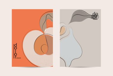 Vektör uçucu şablonu. Soyut el şafağı meyve posteri. Grange desenli düz tasarım. Organik doğal gıda sanatsal illüstrasyonu. Düzgün kıvrımlı çizgi çizgi çizgi çizgi çizgi logosu.