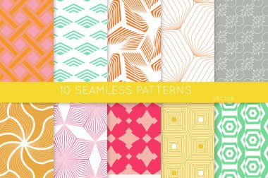 Basit geometrik dokular. Kusursuz geometrik minimalist desenlerin toplanması. Arka planlar ve duvar kağıtları. Tekstil süsü. Düzgünce gruplandırılmış ve katmanlanmış sürükleme ve kumaş paletine bırak.