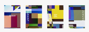 Soyut vektör uçuş şablonu. Büyük, renkli, örtüşen kareler. Retro TV test hatası dijital sanat. Piksel düzensiz geometrik desen. Büyük veri siber uzay bilgisayarlı filtrelenmiş doku