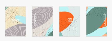 Sosyal medya arka plan şablonu. Elle çizilmiş organik doğal karışımlı şekiller. Dalgalı çizgiler egzotik tropikal tasarım yaratır. Pazarlama teknolojisi için vektör illüstrasyon. Modern çağdaş biçim.